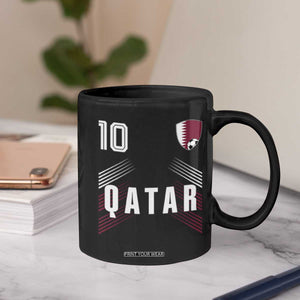 Qatar Soccer Sports Graphic Number 10 Jersey Style Coffee Mug Proud Qatari Football Fans Game Day Pride TS02 Print Your Wear