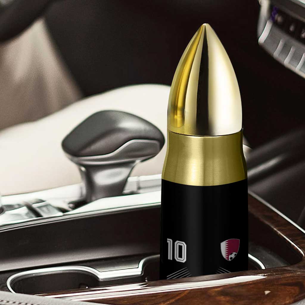 Qatar Soccer Sports Graphic Number 10 Jersey Style Bullet Tumbler Proud Qatari Football Fans Game Day Pride TS02 Print Your Wear