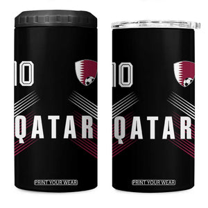Qatar Soccer Sports Graphic Number 10 Jersey Style 4 in 1 Can Cooler Tumbler Proud Qatari Football Fans Game Day Pride TS02 One Size: 16 oz Black Print Your Wear