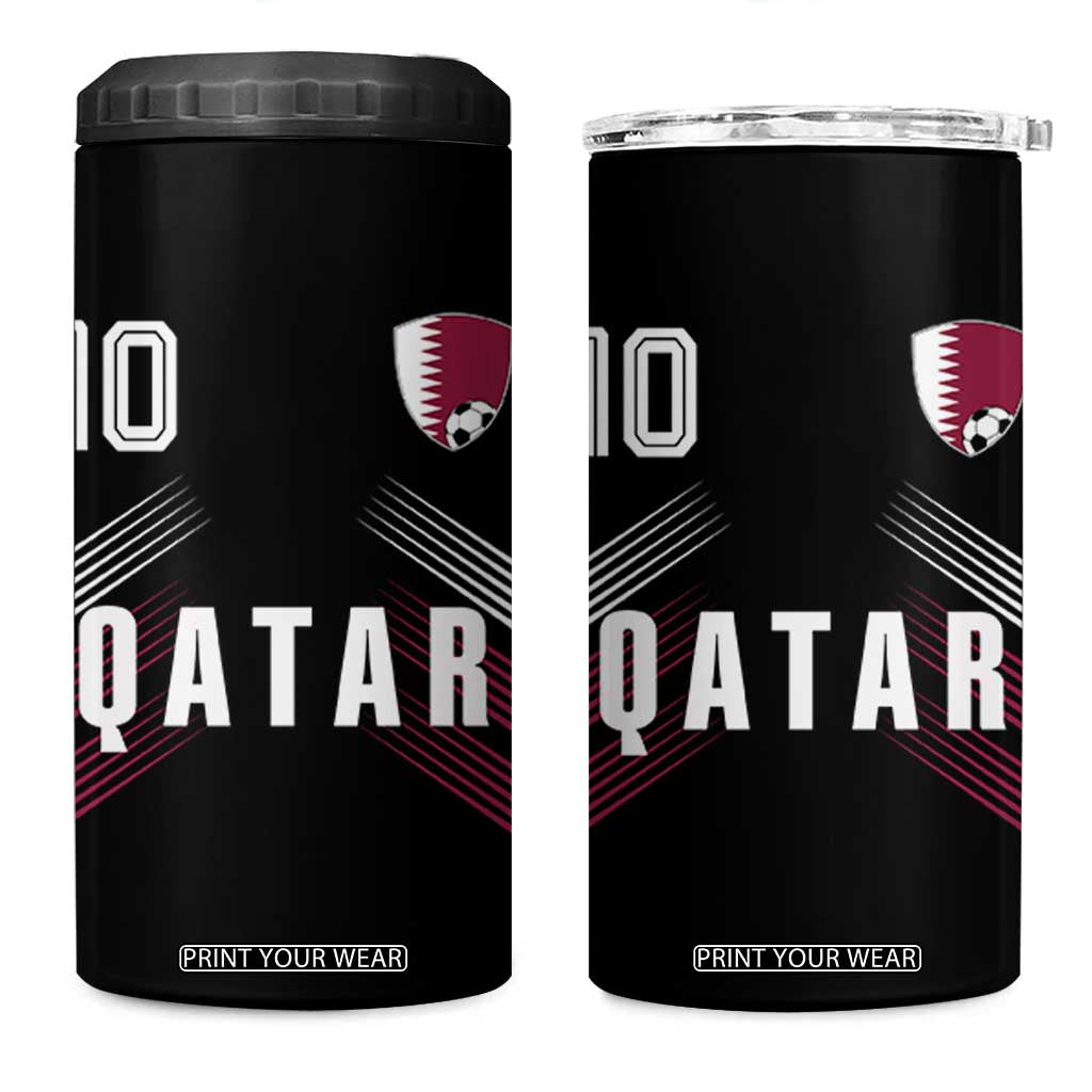 Qatar Soccer Sports Graphic Number 10 Jersey Style 4 in 1 Can Cooler Tumbler Proud Qatari Football Fans Game Day Pride TS02 One Size: 16 oz Black Print Your Wear