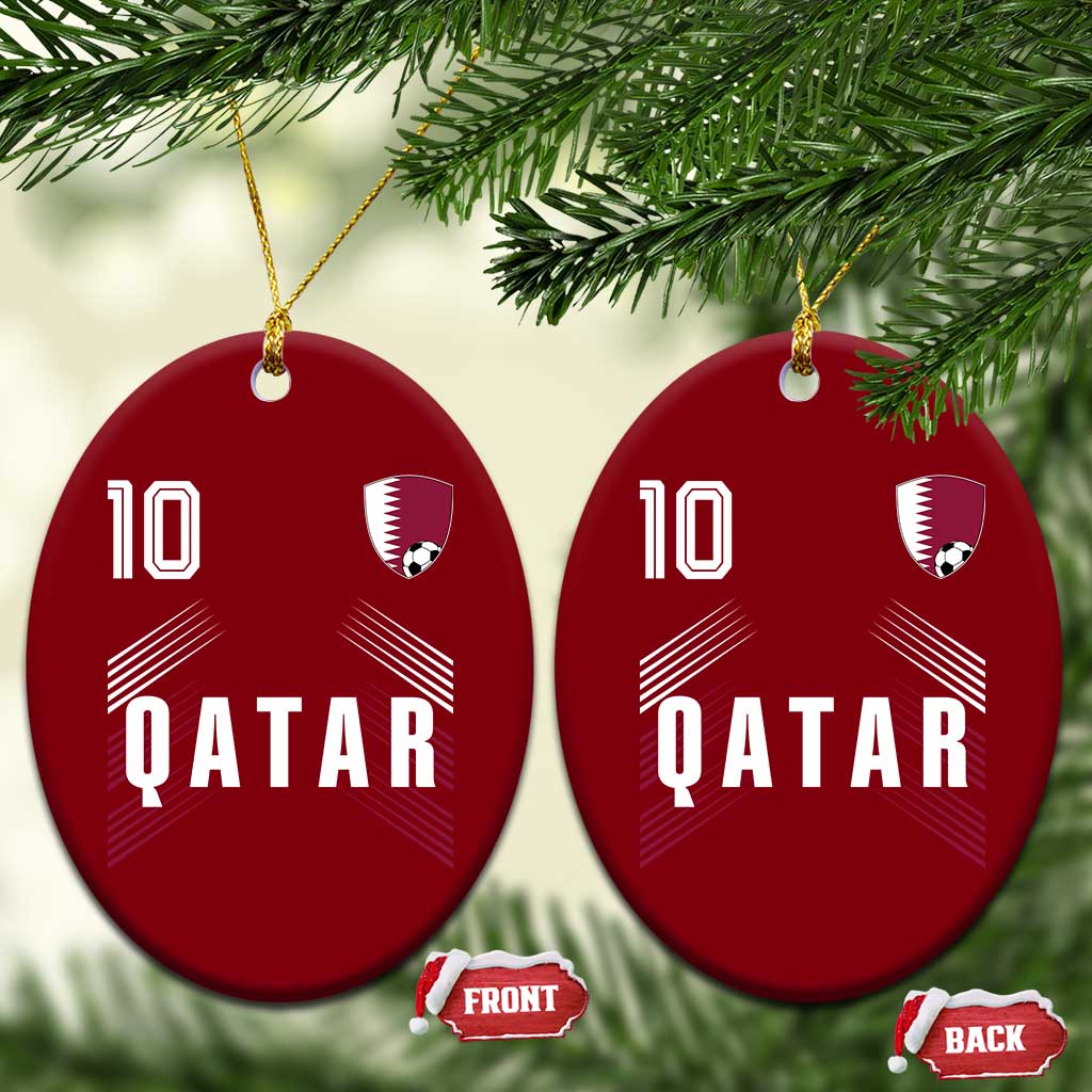 Qatar Soccer Sports Graphic Number 10 Jersey Style Ceramic Ornament Proud Qatari Football Fans Game Day Pride TS02 Print Your Wear