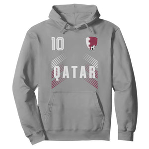Qatar Soccer Sports Graphic Number 10 Jersey Style Hoodie Proud Qatari Football Fans Game Day Pride TS02 Sport Gray Print Your Wear