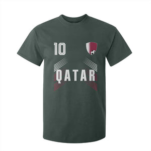 Qatar Soccer Sports Graphic Number 10 Jersey Style T Shirt For Kid Proud Qatari Football Fans Game Day Pride TS02 Dark Forest Green Print Your Wear