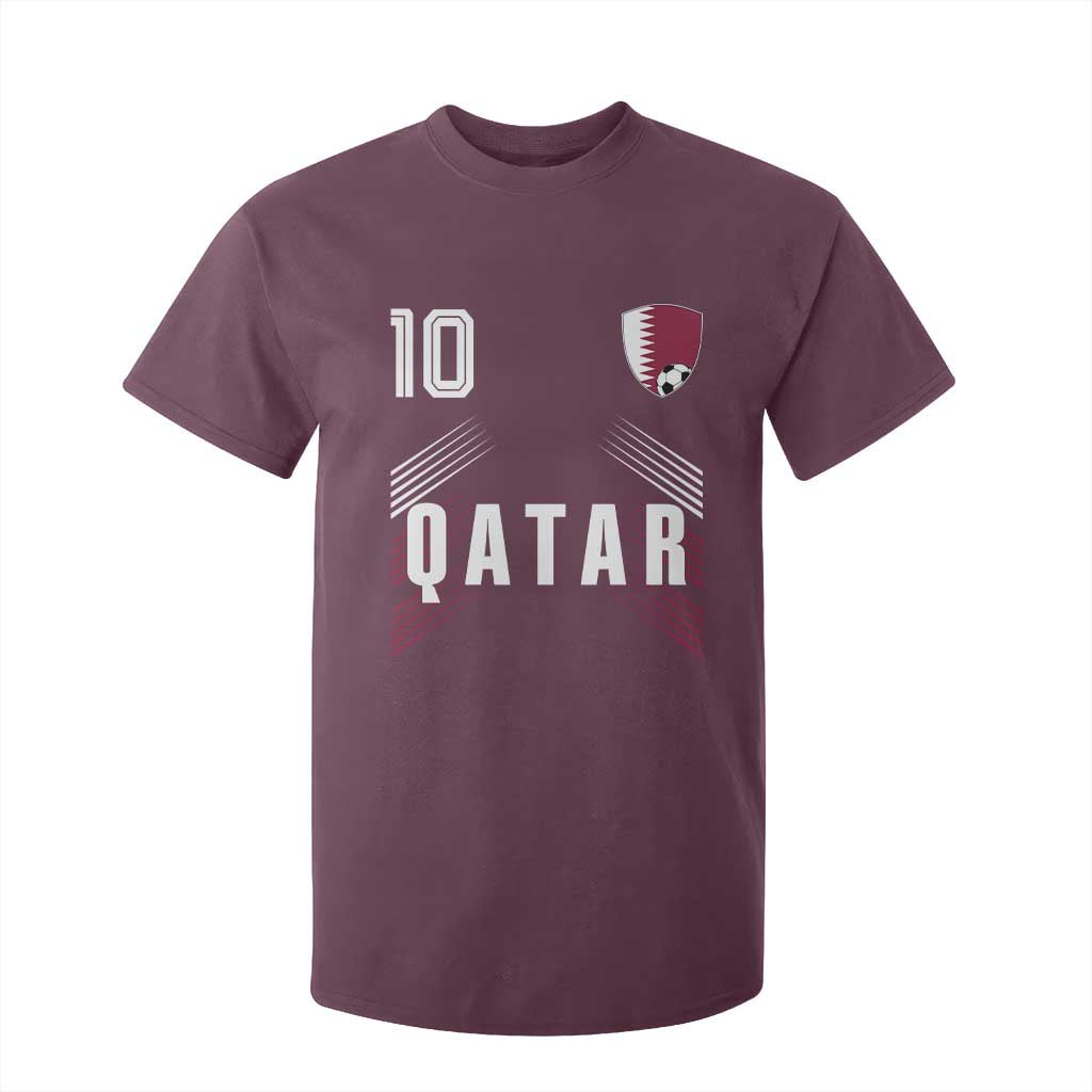 Qatar Soccer Sports Graphic Number 10 Jersey Style T Shirt For Kid Proud Qatari Football Fans Game Day Pride TS02 Maroon Print Your Wear