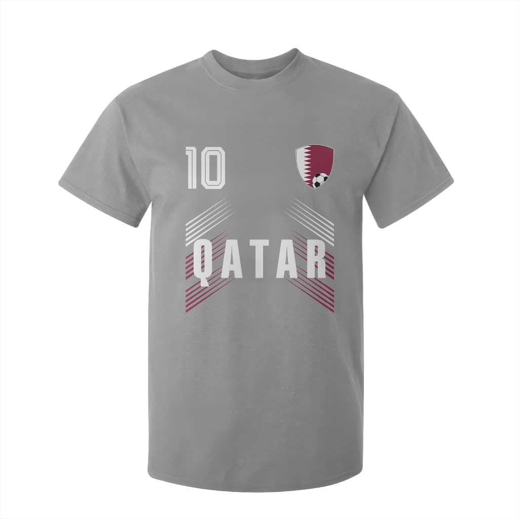 Qatar Soccer Sports Graphic Number 10 Jersey Style T Shirt For Kid Proud Qatari Football Fans Game Day Pride TS02 Sport Gray Print Your Wear