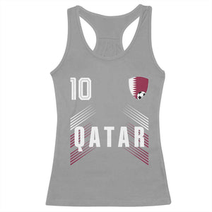 Qatar Soccer Sports Graphic Number 10 Jersey Style Racerback Tank Top Proud Qatari Football Fans Game Day Pride TS02 Sport Gray Print Your Wear