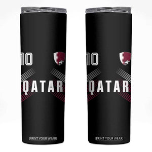 Qatar Soccer Sports Graphic Number 10 Jersey Style Skinny Tumbler Proud Qatari Football Fans Game Day Pride TS02 Black Print Your Wear