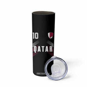 Qatar Soccer Sports Graphic Number 10 Jersey Style Skinny Tumbler Proud Qatari Football Fans Game Day Pride TS02 Print Your Wear