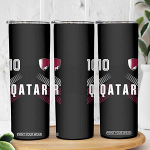 Qatar Soccer Sports Graphic Number 10 Jersey Style Skinny Tumbler Proud Qatari Football Fans Game Day Pride TS02 Print Your Wear