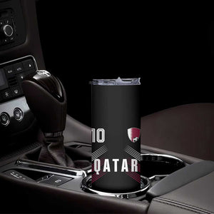 Qatar Soccer Sports Graphic Number 10 Jersey Style Skinny Tumbler Proud Qatari Football Fans Game Day Pride TS02 Print Your Wear