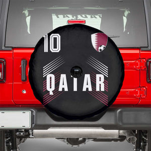 Qatar Soccer Sports Graphic Number 10 Jersey Style Spare Tire Cover Proud Qatari Football Fans Game Day Pride TS02 Black Print Your Wear