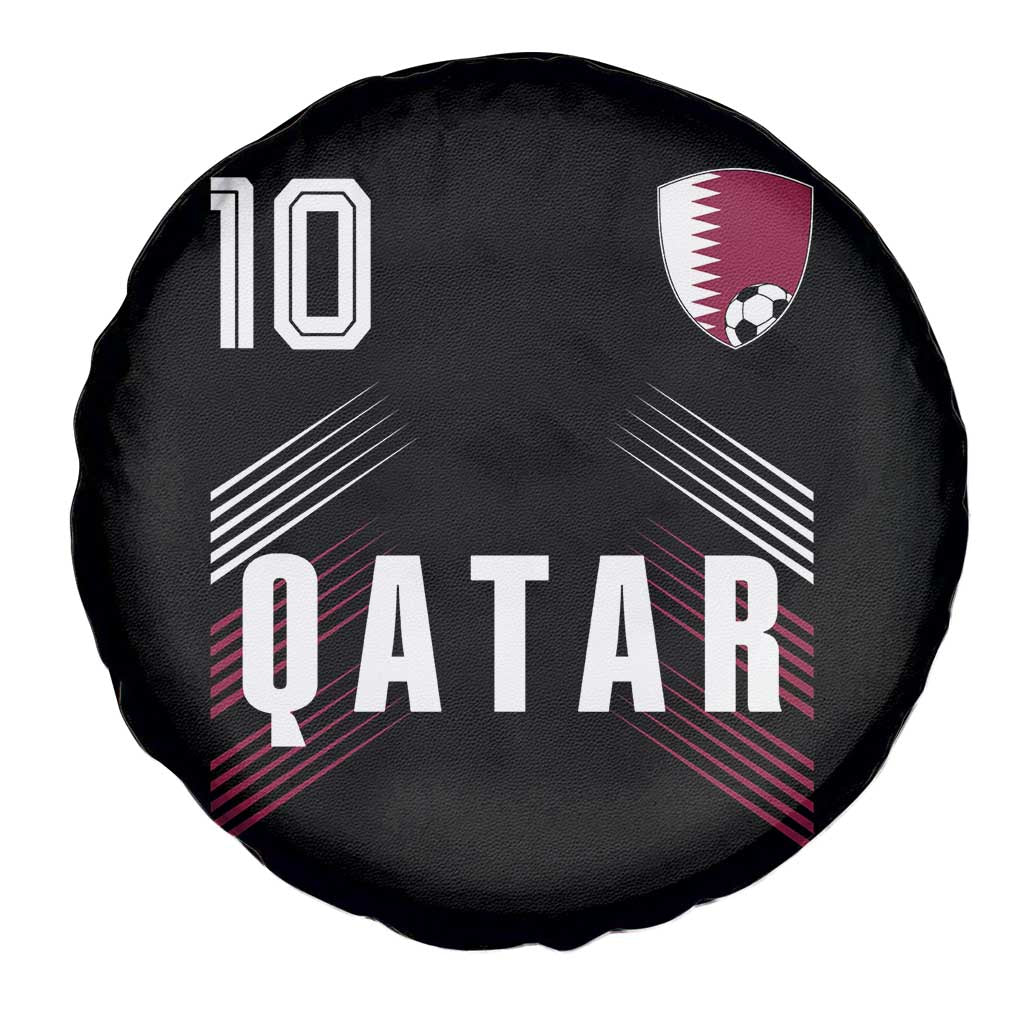 Qatar Soccer Sports Graphic Number 10 Jersey Style Spare Tire Cover Proud Qatari Football Fans Game Day Pride TS02 Print Your Wear