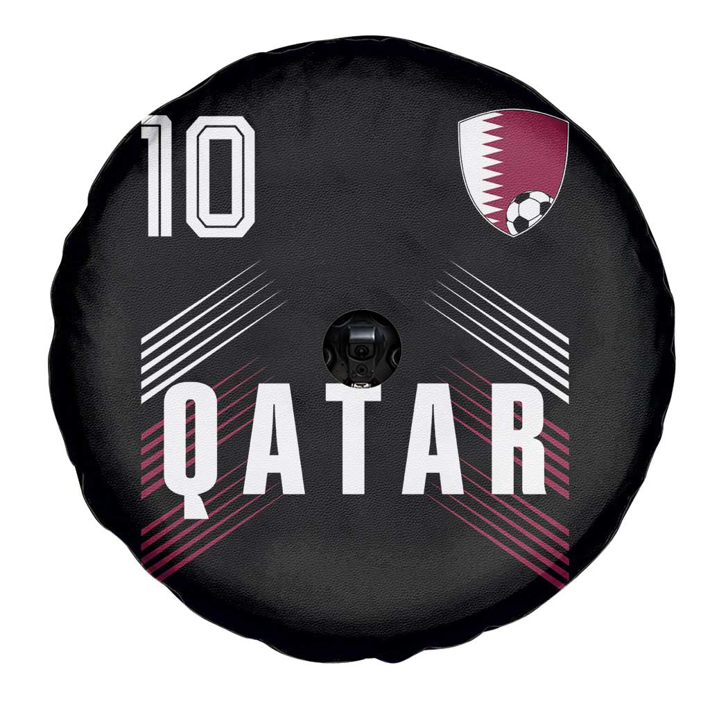 Qatar Soccer Sports Graphic Number 10 Jersey Style Spare Tire Cover Proud Qatari Football Fans Game Day Pride TS02 Print Your Wear