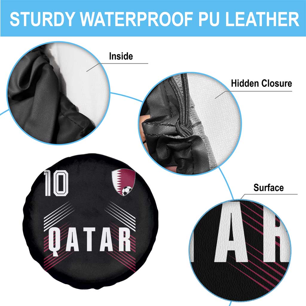 Qatar Soccer Sports Graphic Number 10 Jersey Style Spare Tire Cover Proud Qatari Football Fans Game Day Pride TS02 Print Your Wear
