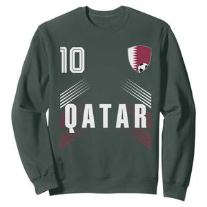 Qatar Soccer Sports Graphic Number 10 Jersey Style Sweatshirt Proud Qatari Football Fans Game Day Pride TS02 Dark Forest Green Print Your Wear