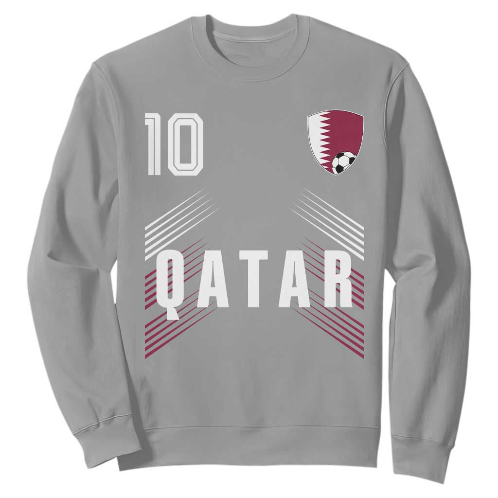 Qatar Soccer Sports Graphic Number 10 Jersey Style Sweatshirt Proud Qatari Football Fans Game Day Pride TS02 Sport Gray Print Your Wear