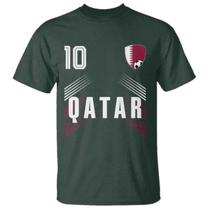 Qatar Soccer Sports Graphic Number 10 Jersey Style T Shirt Proud Qatari Football Fans Game Day Pride TS02 Dark Forest Green Print Your Wear