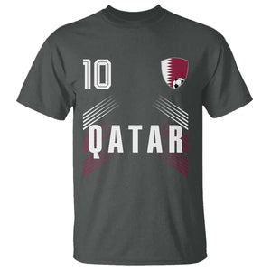 Qatar Soccer Sports Graphic Number 10 Jersey Style T Shirt Proud Qatari Football Fans Game Day Pride TS02 Dark Heather Print Your Wear