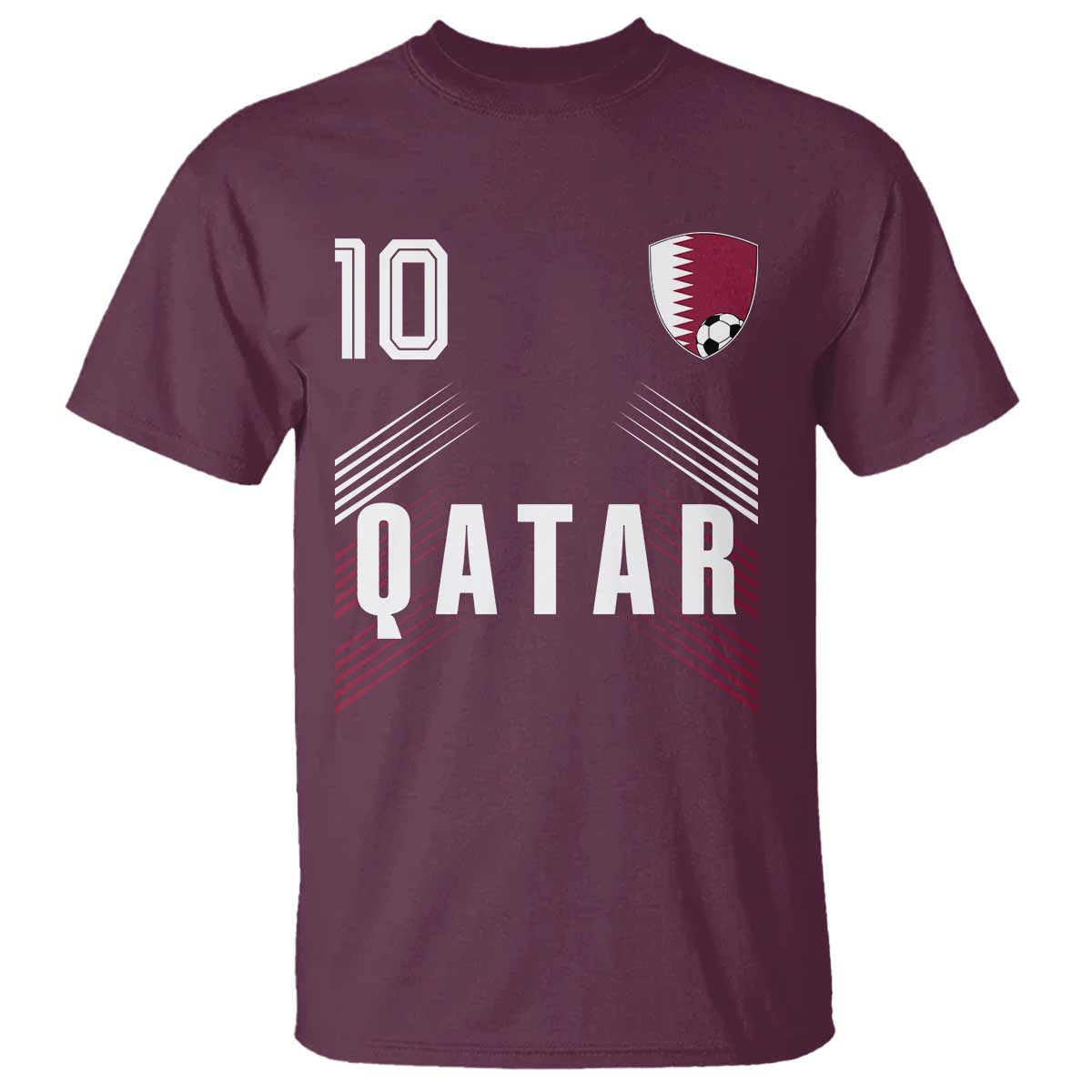 Qatar Soccer Sports Graphic Number 10 Jersey Style T Shirt Proud Qatari Football Fans Game Day Pride TS02 Maroon Print Your Wear