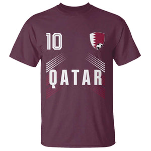 Qatar Soccer Sports Graphic Number 10 Jersey Style T Shirt Proud Qatari Football Fans Game Day Pride TS02 Maroon Print Your Wear