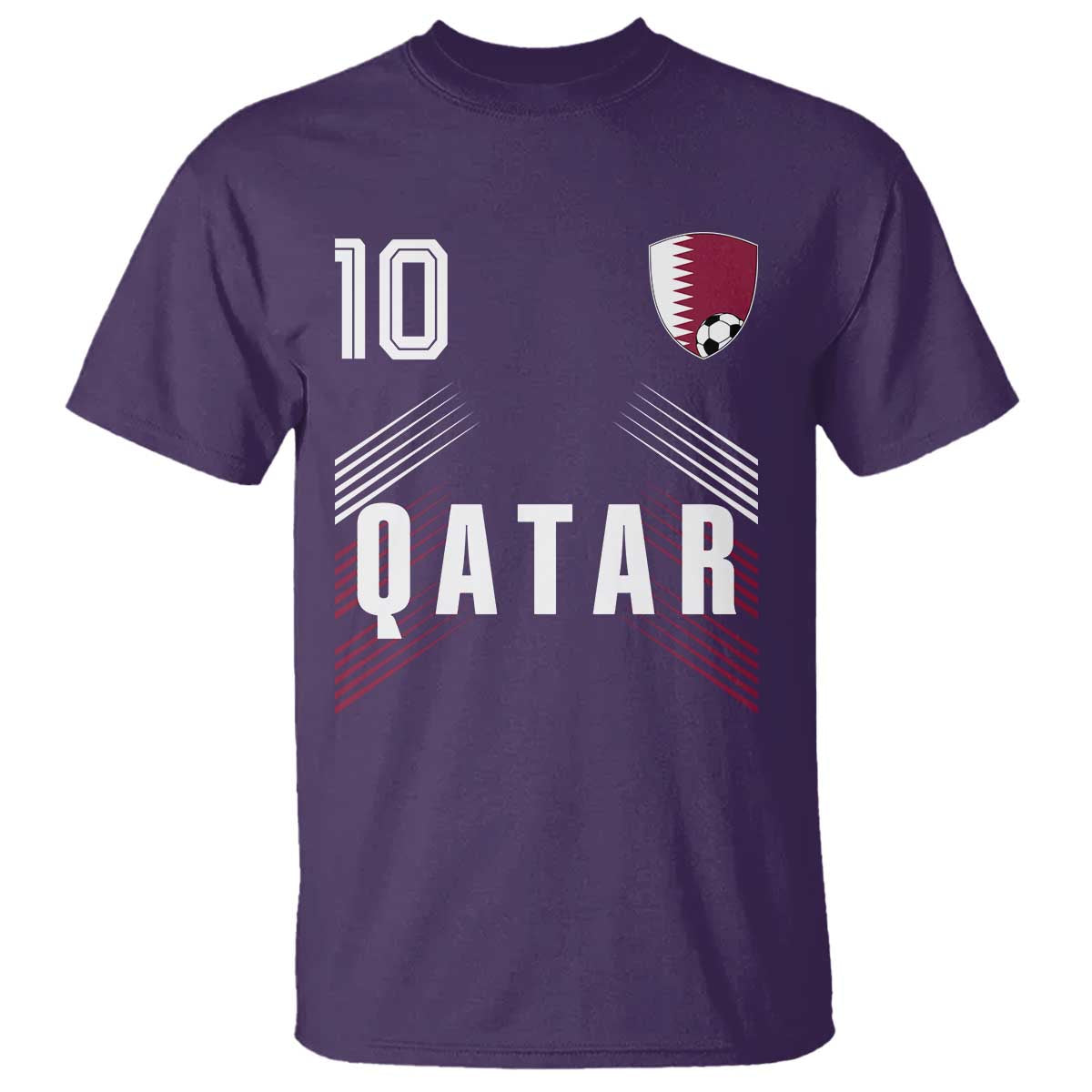 Qatar Soccer Sports Graphic Number 10 Jersey Style T Shirt Proud Qatari Football Fans Game Day Pride TS02 Purple Print Your Wear