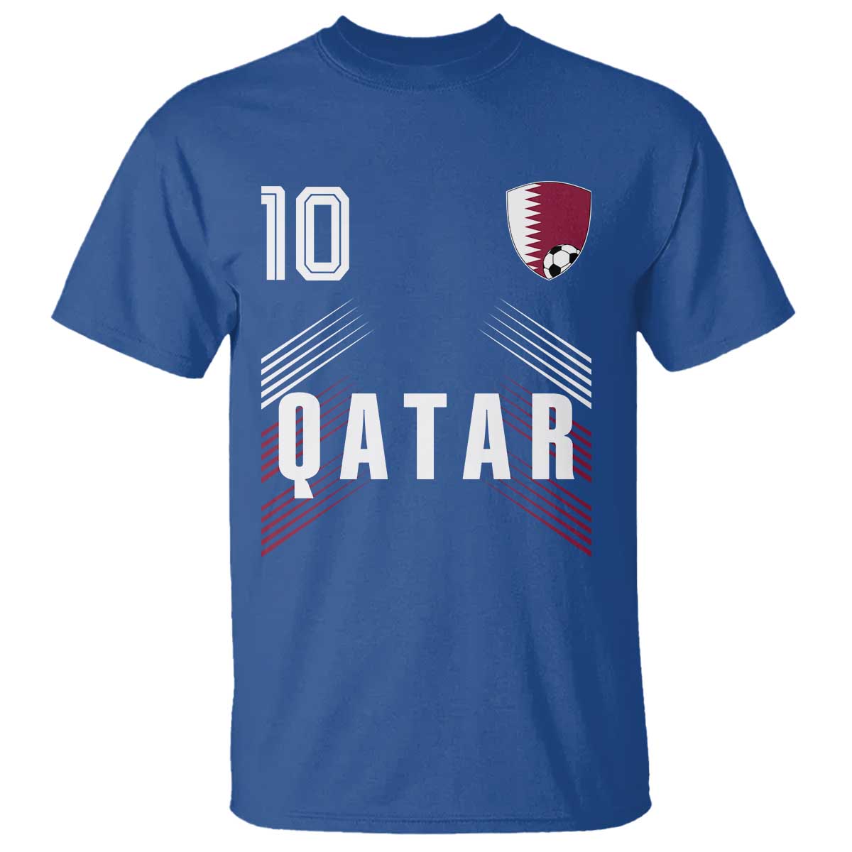 Qatar Soccer Sports Graphic Number 10 Jersey Style T Shirt Proud Qatari Football Fans Game Day Pride TS02 Royal Blue Print Your Wear