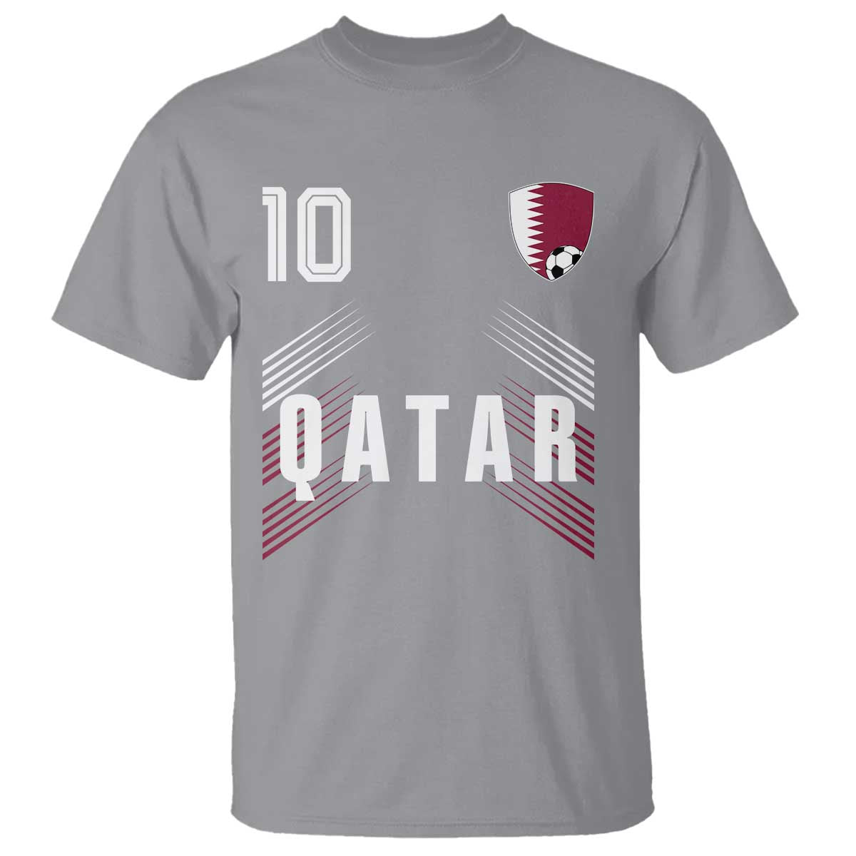 Qatar Soccer Sports Graphic Number 10 Jersey Style T Shirt Proud Qatari Football Fans Game Day Pride TS02 Sport Gray Print Your Wear