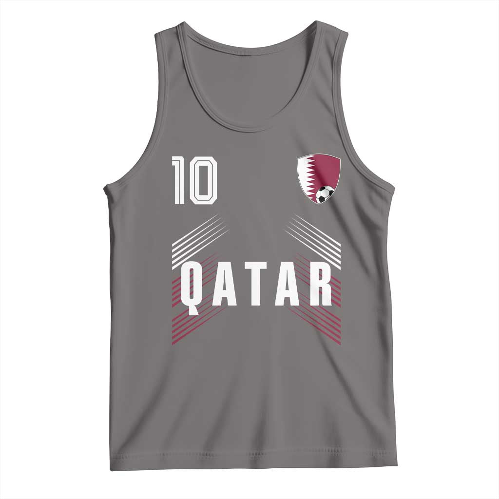 Qatar Soccer Sports Graphic Number 10 Jersey Style Tank Top Proud Qatari Football Fans Game Day Pride TS02 Deep Heather Print Your Wear