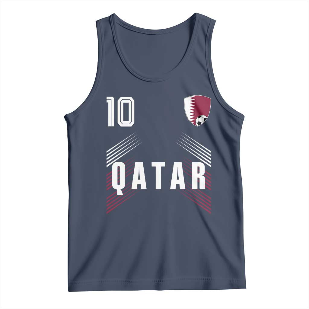 Qatar Soccer Sports Graphic Number 10 Jersey Style Tank Top Proud Qatari Football Fans Game Day Pride TS02 Navy Print Your Wear