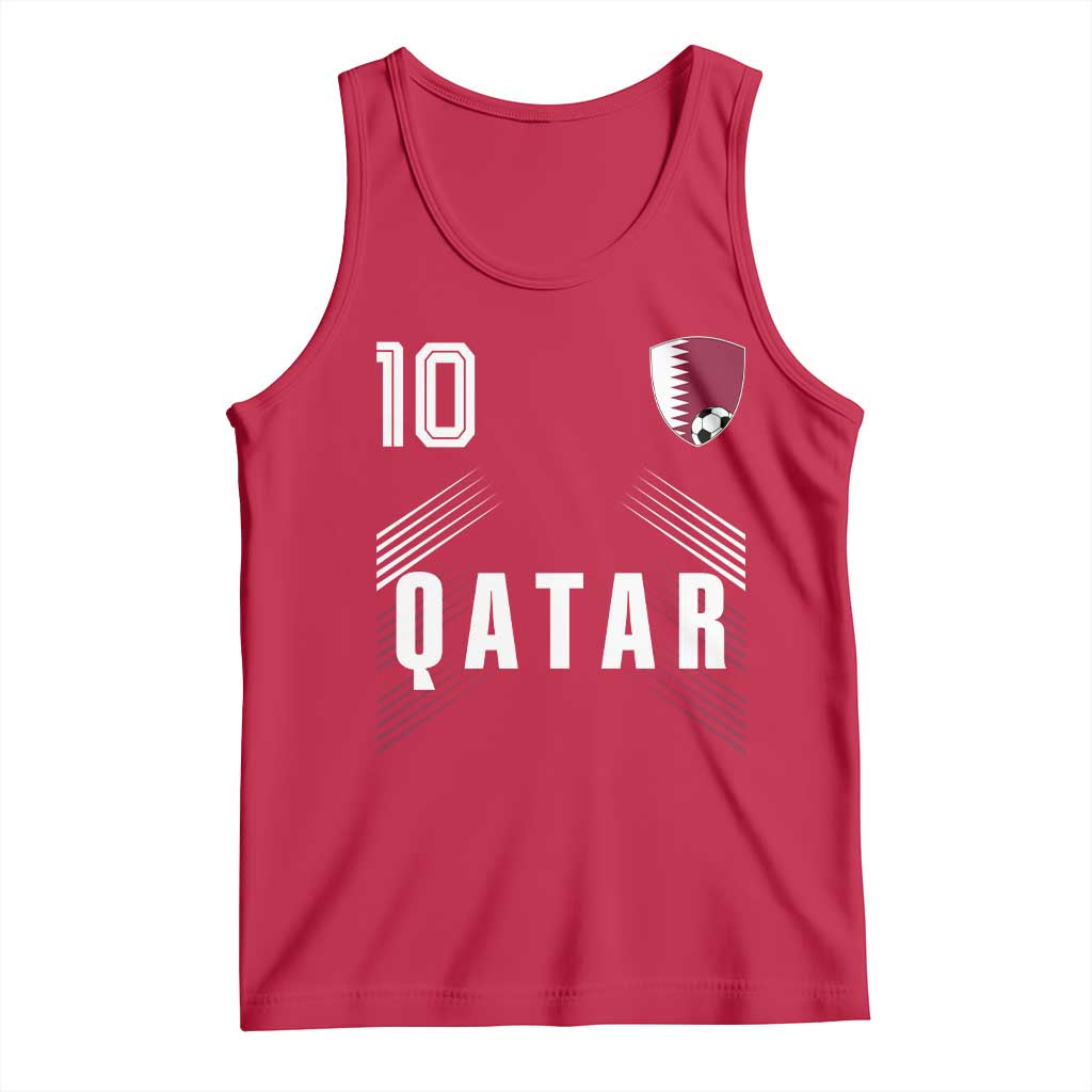 Qatar Soccer Sports Graphic Number 10 Jersey Style Tank Top Proud Qatari Football Fans Game Day Pride TS02 Red Print Your Wear