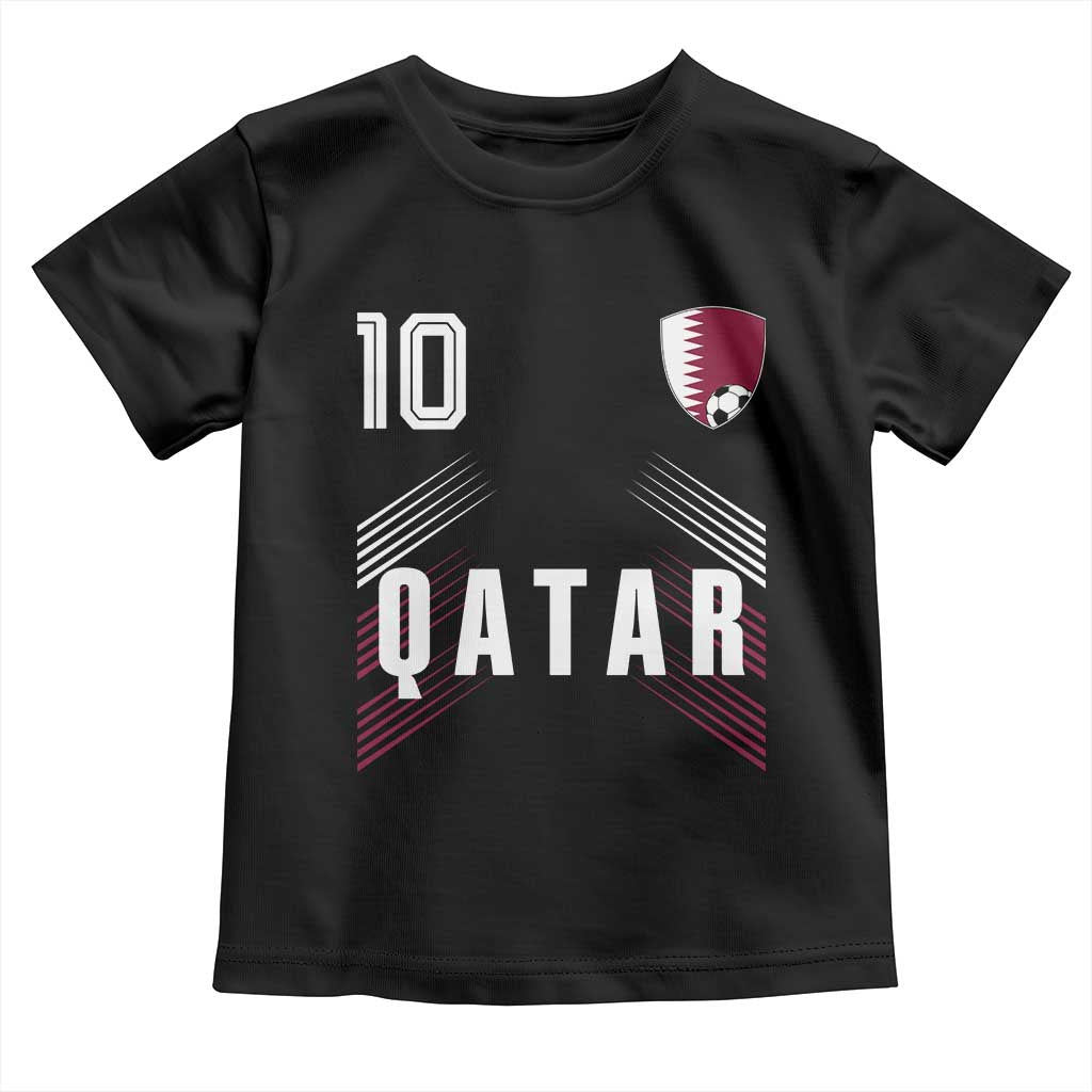 Qatar Soccer Sports Graphic Number 10 Jersey Style Toddler T Shirt Proud Qatari Football Fans Game Day Pride TS02 Black Print Your Wear
