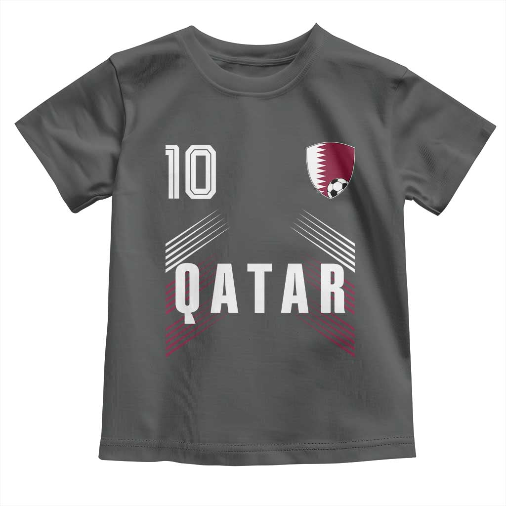 Qatar Soccer Sports Graphic Number 10 Jersey Style Toddler T Shirt Proud Qatari Football Fans Game Day Pride TS02 Dark Heather Print Your Wear