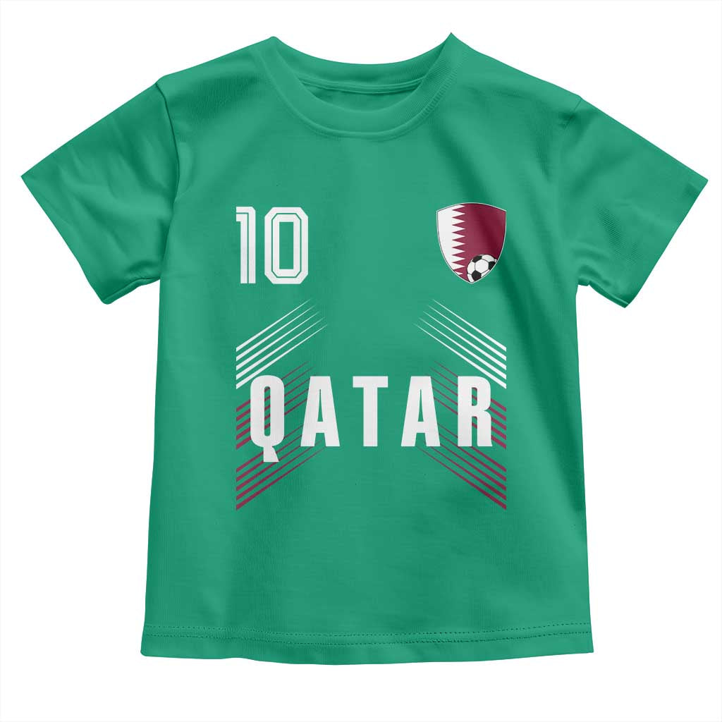 Qatar Soccer Sports Graphic Number 10 Jersey Style Toddler T Shirt Proud Qatari Football Fans Game Day Pride TS02 Irish Green Print Your Wear