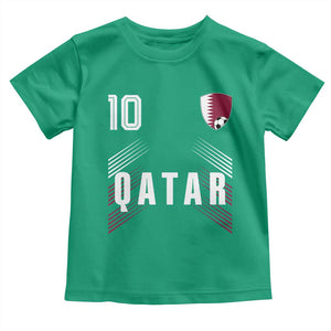 Qatar Soccer Sports Graphic Number 10 Jersey Style Toddler T Shirt Proud Qatari Football Fans Game Day Pride TS02 Irish Green Print Your Wear