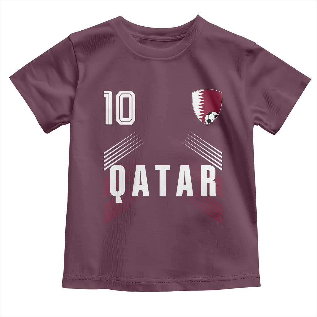 Qatar Soccer Sports Graphic Number 10 Jersey Style Toddler T Shirt Proud Qatari Football Fans Game Day Pride TS02 Maroon Print Your Wear