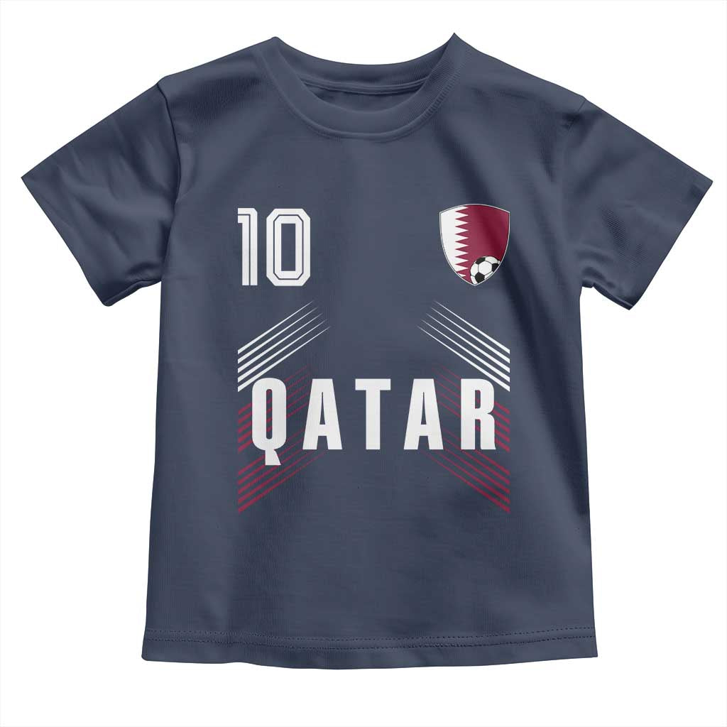 Qatar Soccer Sports Graphic Number 10 Jersey Style Toddler T Shirt Proud Qatari Football Fans Game Day Pride TS02 Navy Print Your Wear
