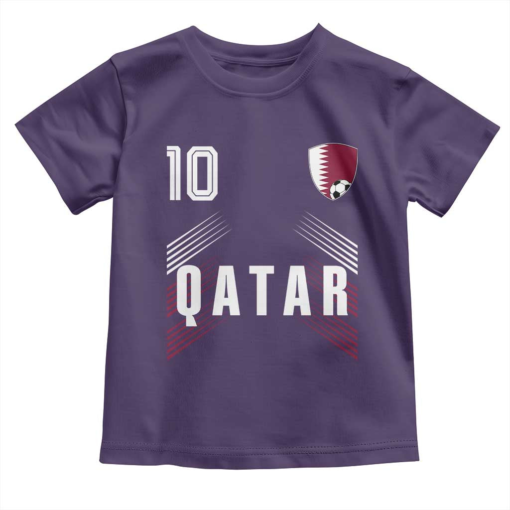Qatar Soccer Sports Graphic Number 10 Jersey Style Toddler T Shirt Proud Qatari Football Fans Game Day Pride TS02 Purple Print Your Wear