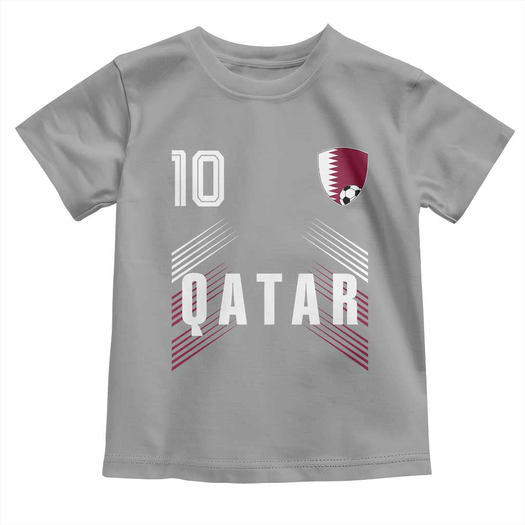 Qatar Soccer Sports Graphic Number 10 Jersey Style Toddler T Shirt Proud Qatari Football Fans Game Day Pride TS02 Sport Gray Print Your Wear