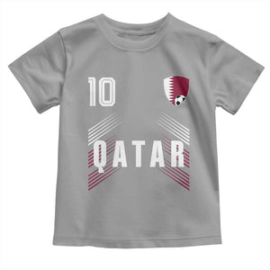 Qatar Soccer Sports Graphic Number 10 Jersey Style Toddler T Shirt Proud Qatari Football Fans Game Day Pride TS02 Sport Gray Print Your Wear