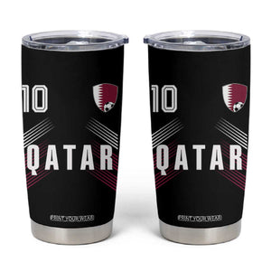 Qatar Soccer Sports Graphic Number 10 Jersey Style Tumbler Cup Proud Qatari Football Fans Game Day Pride TS02 Black Print Your Wear