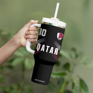 Qatar Soccer Sports Graphic Number 10 Jersey Style Tumbler With Handle Proud Qatari Football Fans Game Day Pride TS02 Print Your Wear