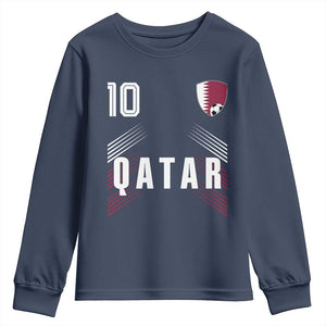 Qatar Soccer Sports Graphic Number 10 Jersey Style Youth Sweatshirt Proud Qatari Football Fans Game Day Pride TS02 Navy Print Your Wear