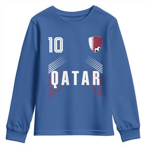 Qatar Soccer Sports Graphic Number 10 Jersey Style Youth Sweatshirt Proud Qatari Football Fans Game Day Pride TS02 Royal Blue Print Your Wear