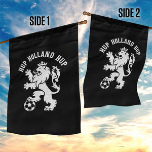 Hup Holland Hup Netherlands Crowned Lion Rampant Playing Football Graphic Garden Flag Nederlands Coat of Arms Inspo Dutch Soccer Fans
