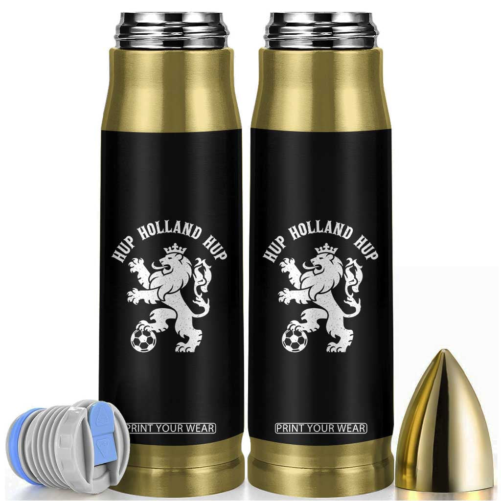 Hup Holland Hup Netherlands Crowned Lion Rampant Playing Football Graphic Bullet Tumbler Nederlands Coat of Arms Inspo Dutch Soccer Fans