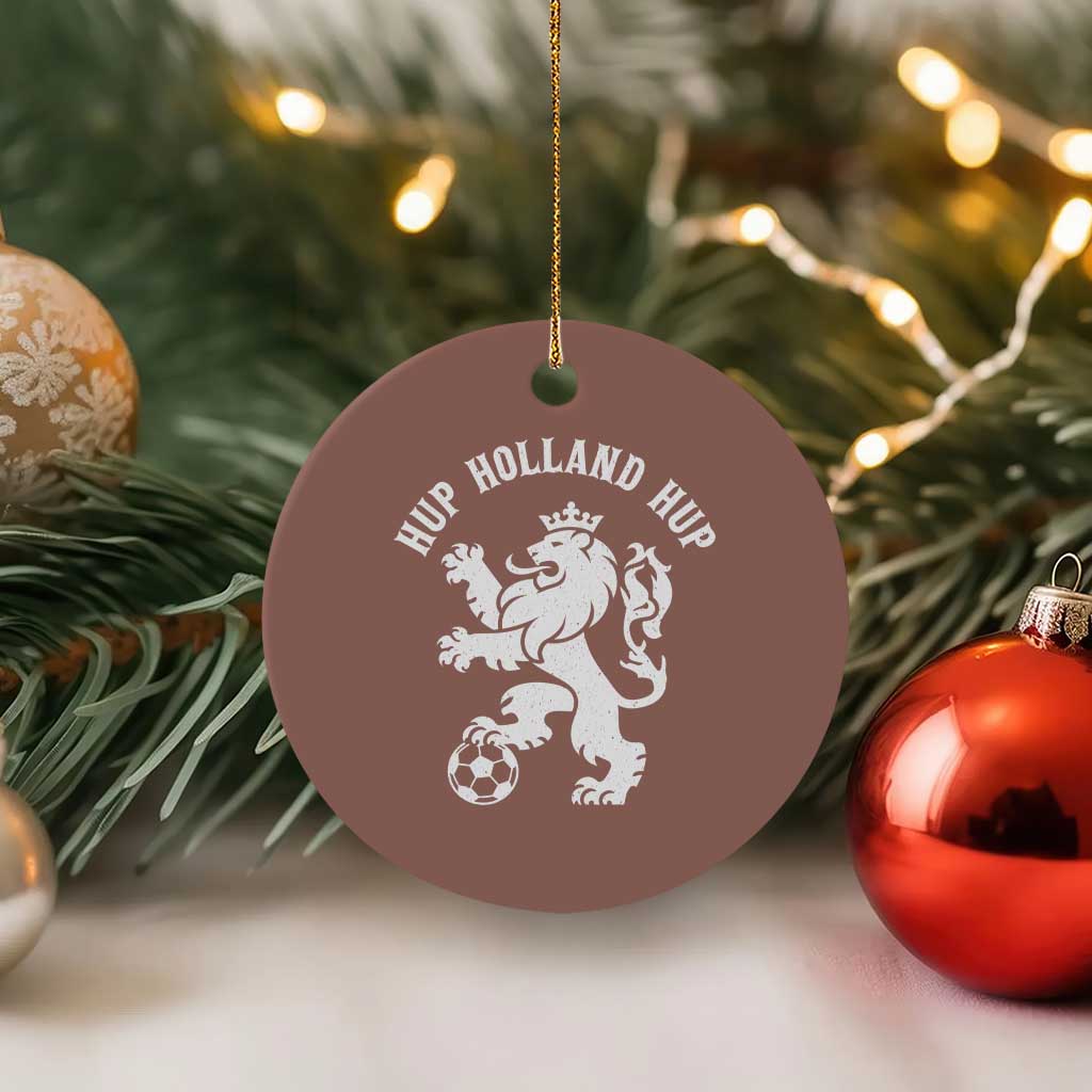 Hup Holland Hup Netherlands Crowned Lion Rampant Playing Football Graphic Ceramic Ornament Nederlands Coat of Arms Inspo Dutch Soccer Fans