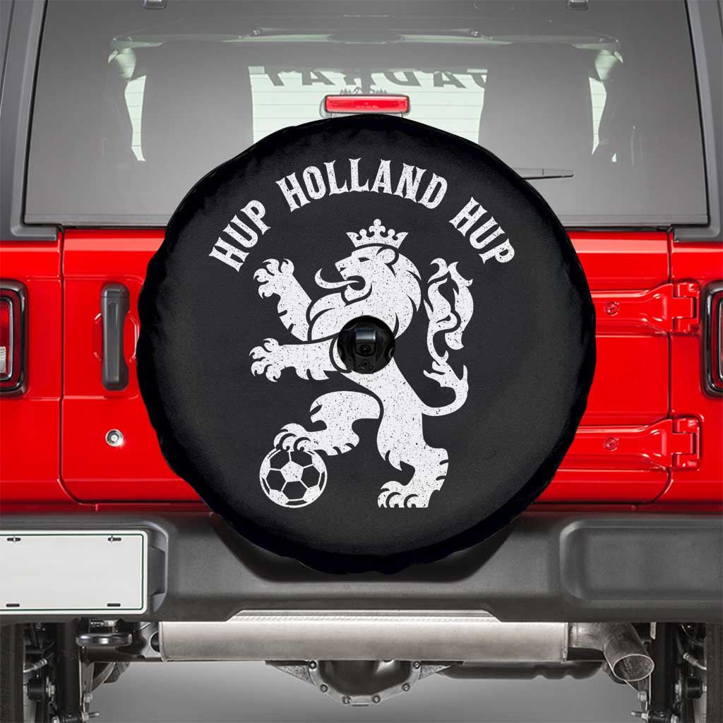 Hup Holland Hup Netherlands Crowned Lion Rampant Playing Football Graphic Spare Tire Cover Nederlands Coat of Arms Inspo Dutch Soccer Fans