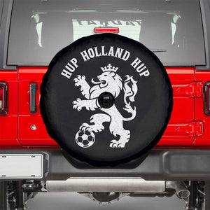 Hup Holland Hup Netherlands Crowned Lion Rampant Playing Football Graphic Spare Tire Cover Nederlands Coat of Arms Inspo Dutch Soccer Fans