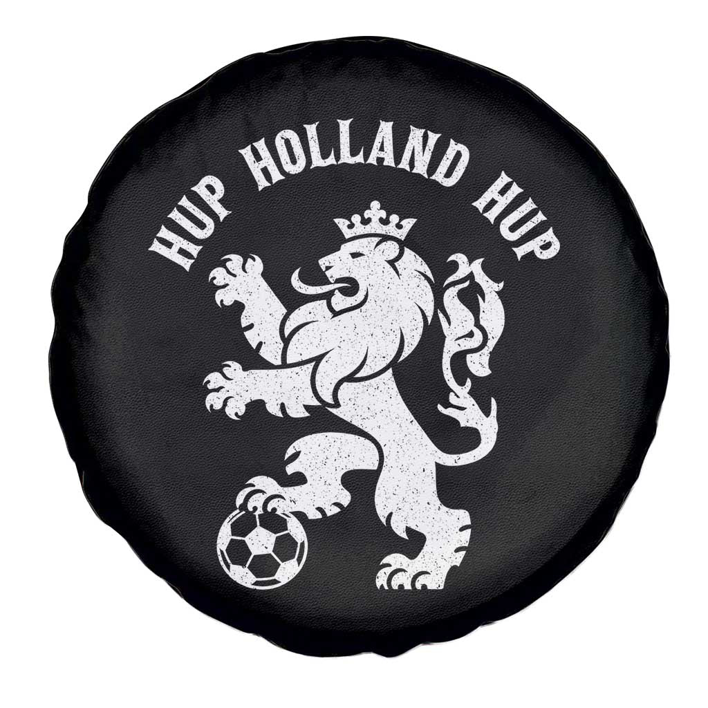 Hup Holland Hup Netherlands Crowned Lion Rampant Playing Football Graphic Spare Tire Cover Nederlands Coat of Arms Inspo Dutch Soccer Fans