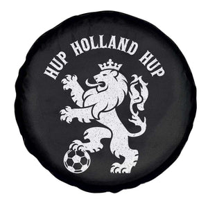 Hup Holland Hup Netherlands Crowned Lion Rampant Playing Football Graphic Spare Tire Cover Nederlands Coat of Arms Inspo Dutch Soccer Fans
